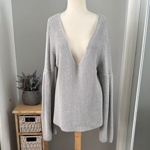 Lovers + Friends Light Gray V-Neck Sweater
